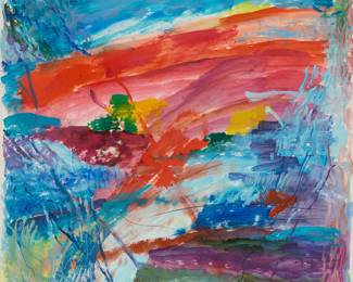 1231 Susan Moss (b. 1944) "Krakatoa," 1982 Acrylic and traces of pencil on paper Signed, titled, and dated in pencil along the lower edge: Susan Moss / 1982 Sight: 24 x 20 1/4 in. Estimate: $300 - $500