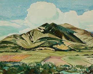 1001 Paul Sample (1896-1974) Mountain and valley landscape Watercolor on paper Signed lower right: Paul Sample Image/Sheet: 15 x 19 1/2 in. Estimate: $500 - $700