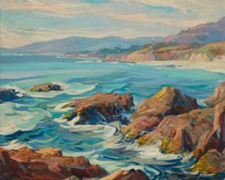 1030 Christian von Schneidau (1893-1976) "The Bracing Coast, Laguna Beach" Oil on canvas Signed lower left: C. von Schneidau; signed again and titled, verso 20 1/4 x 24 1/4 in. Estimate: $500 - $700