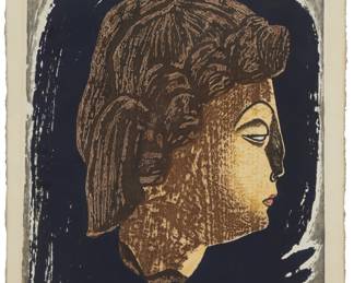 1315 Kiyoshi Saito (1907-1997) "Venus," 1948 Woodcut in colors on paper From the edition of unknown size Signed in pencil in the image lower left: Kiyoshi Saito; dated "1948" and inscribed in Japanese, all in pencil, in the lower margin Image: 20 1/4 x 15 7/8 in.; Sheet: 23 1/2 x 18 in. Estimate: $500 - $700