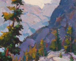 1110 Silvio Silvestri (1948-2018) "5th Lake Big Pine" Oil on panel Signed lower left: Silvestri; signed again and titled verso 24 x 12 in. Estimate: $600 - $800