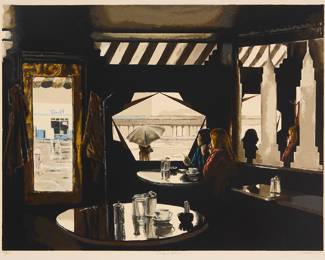 1044 Harry McCormick (b. 1942) "Empire Diner" Screenprint in colors on wove paper Edition: 98/250 Signed, titled, and numbered in pencil in the lower margin: McCormick Image: 24 1/8 x 31 1/2 in.; Sheet: 28 7/8 x 37 7/8 in. Estimate: $200 - $300