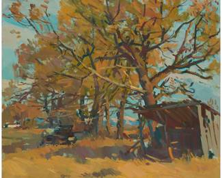 1081 Sergei Bongart (1918-1985) Autumn landscape Oil on Masonite Unsigned 26 x 30 in. Estimate: $500 - $700