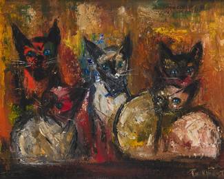 1273 Violet Parkhurst (1921-2008) Group of cats Oil on Masonite Signed lower right: Parkhurst 18 x 24 in. Estimate: $300 - $500