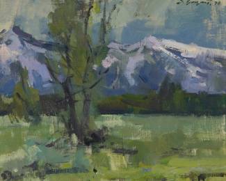 1063 Sergei Bongart (1918-1985) Tree in a mountain landscape, 1970 Oil on canvas Signed and dated upper right: S. Bongart 70 14 x 17 in. Estimate: $400 - $600