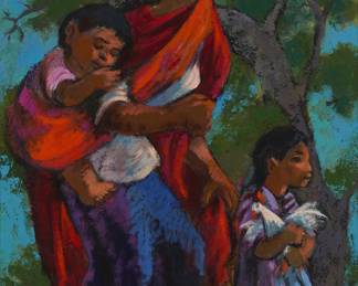 1071 Dorothy Sklar (1906-1996) "Piggy Back" Oil on Masonite Signed lower right: Dorothy Sklar; signed again and titled verso 36 x 24 in. Estimate: $500 - $700