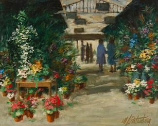 1170 Manes Lichtenberg (1920-2009) "Paris Flower Market" Oil on Masonite Signed lower right: M Lichtenberg; titled on a handwritten sticker affixed verso 8 x 10 in. Estimate: $300 - $500