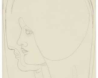 1317 Beniamino Bufano (1898-1970) Profile portrait of a woman Pencil on faux vellum Appears unsigned Sight: 18 5/8 x 11 1/8 in. Estimate: $500 - $700