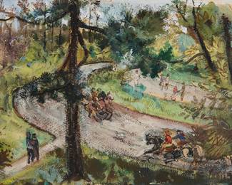 1346 Zoltan Hecht (1890-1968) Central Park Watercolor and gouache on paper Signed lower right: Z. Hecht; signed again verso Sheet: 15 3/4 x 23 in. Estimate: $300 - $500