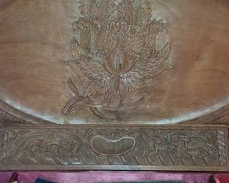 Anglo-Indian Hand-Carved Tropical Wood Box 18"x12"