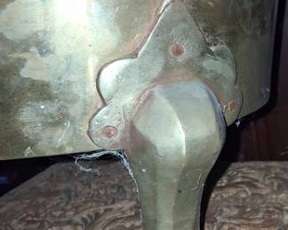 Vintage Brass Jardiniere with Vintage Oil Cans