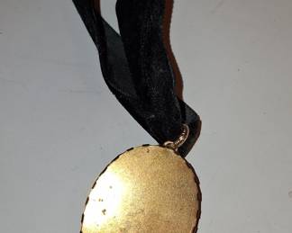 Vintage Black Velvet Choker Necklace with Floral Cameo Pendant
