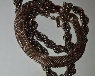 Monet Gold-Tone Mesh and Chain Bracelet