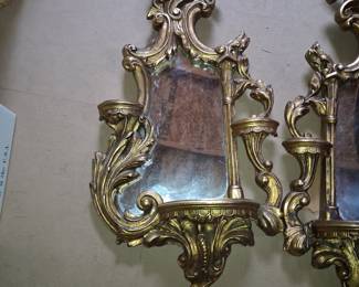 Bori Products Vintage Rococo Style Bird Sconces with Mirror 2'7" high
