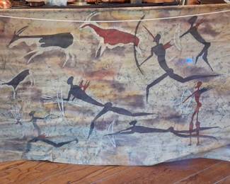 African Batik Wall Hanging - Hunting Scene