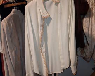 Vintage Ellen Tracy Cream Lace Trim Blouse