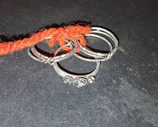 Vintage Sterling Silver Stackable Rings with Floral Motifs