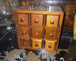 Vintage Wooden Spice Apothecary Cabinet