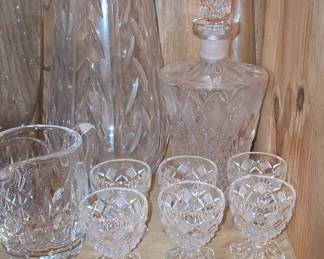 Bohemian Cut Crystal Decanter and Cordial Set