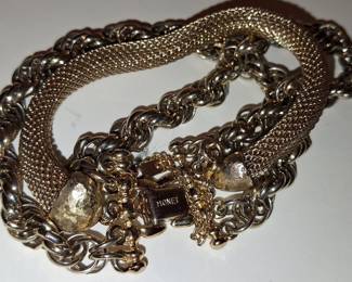 Monet Gold-Tone Mesh and Chain Bracelet