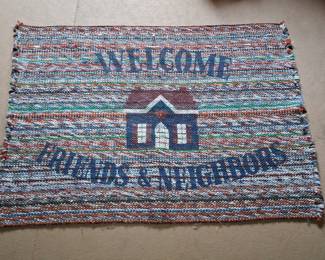Vintage "Welcome Friends & Neighbors" Rag Rug Mat