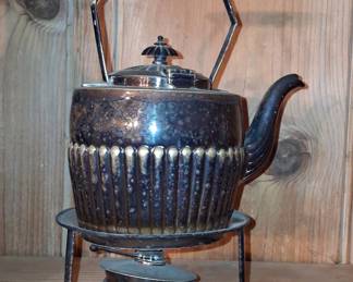 Victorian Silver-Plated Tea Kettle on Stand