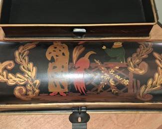Vintage Chinoiserie Toleware Document Box with Bird Motif