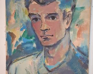 Mid-Century Modernist Portrait, Signed Pimm, 1950 10"x13"