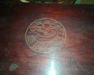 Chinese Rosewood Jewelry Box with Brass Fittings