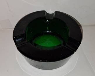 Mid-Century Modern Emerald Green Glass Ashtray