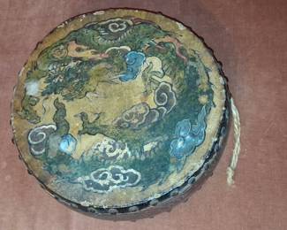 Vintage Chinese Hand-Painted Dragon Tom Tom Drum