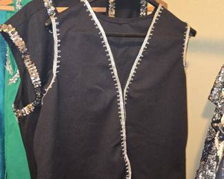 Vintage Black Vest with Silver Beaded Trim