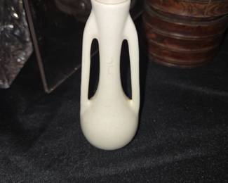 Vintage McCoy Double Handle Cream Pottery Vase