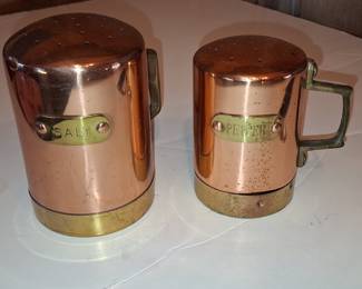Vintage Copper and Brass Salt and Pepper Shakers