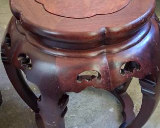 Vintage Chinese Rosewood Drum Stool with Burl Wood Inset