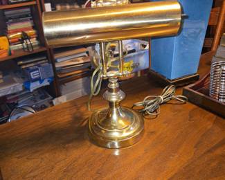 Vintage Brass Banker's Desk Lamp with Adjustable Arm