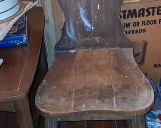 Antique Tyrolean Heart Cutout Wooden Dining Chair