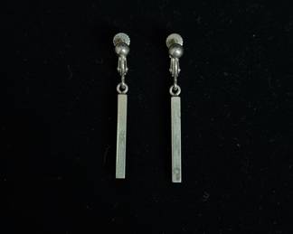Mid-Century Modernist Sterling Silver Bar Screw-Back Earrings