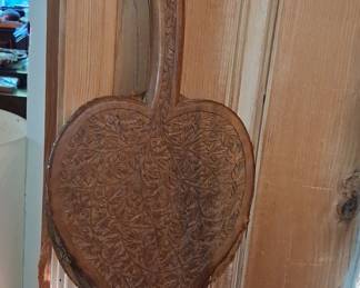 Vintage Hand-Carved Wooden Fireplace Bellows - Norwegian Folk Art