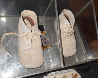 Vintage White Leather Baby Shoes with "Spiritual Sky" Coconut Scented Oil