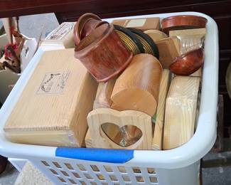 Assorted Unfinished Wood Craft Supplies and Containers
