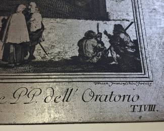 Giuseppe Zocchi "Veduta della Badia Fiorentina" Etching Reproduction Metal Plaque 20"x15"