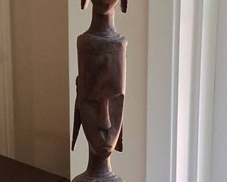 Hand-Carved African Totem Sculpture with Multiple Heads 26"