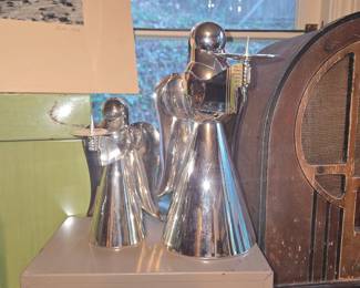 Vintage Silver-Plated Angel Candlesticks - Pair