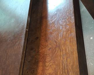 Milo Baughman Style Burl Wood Parsons Dining Table 3'3"x9'2"