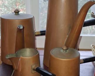 Vintage Mid-Century Modern Copper Coffee Service Set - Likely ARGV Portugal