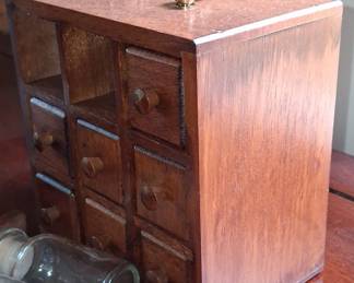 Vintage Wooden Apothecary Spice Chest