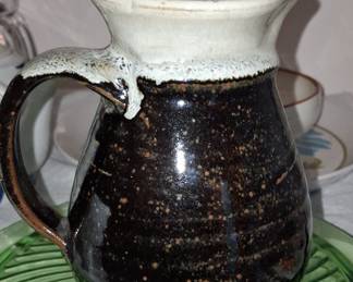 Studio Pottery Drip Glaze Pitcher
