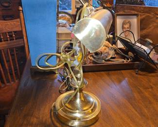 Vintage Brass Banker's Desk Lamp with Adjustable Arm