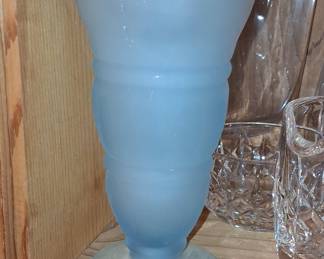 Set of 4 Indiana Glass Frosted Blue Ice Cream Soda Glasses